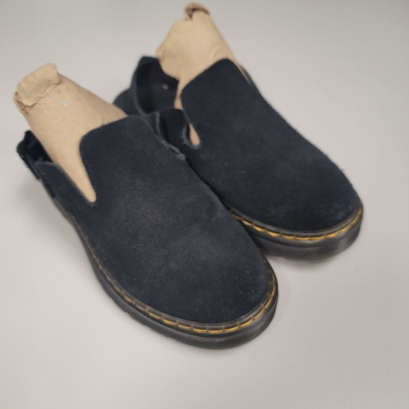 Dr. Martens Shoes - Doc Martens Unisex Suede Leather Carlson Mule Size 6 L 5 M Black Buckle Round